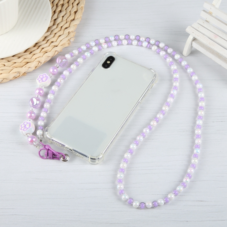 Two-color Beads Long Chain Crossbody Mobile Phone Lanyard(Blue White) Two-color Beads Long Chain Crossbody Mobile Phone Lanyard(Blue White)