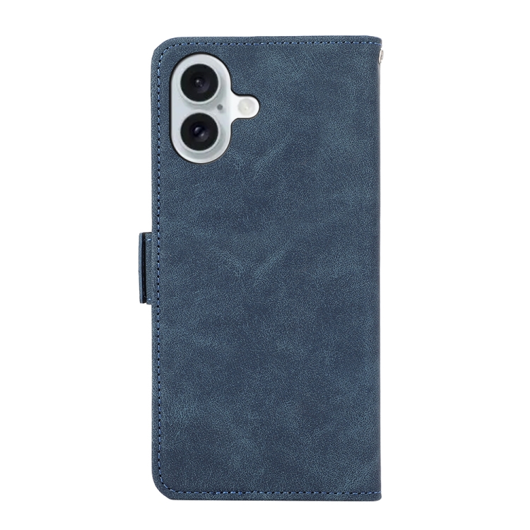For iPhone 16 ABEEL Frosted Magnetic RFID Leather Phone Case(Blue) For iPhone 16 ABEEL Frosted Magnetic RFID Leather Phone Case(Blue)