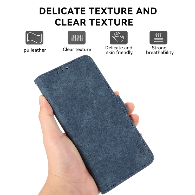For iPhone 16 ABEEL Frosted Magnetic RFID Leather Phone Case(Blue) For iPhone 16 ABEEL Frosted Magnetic RFID Leather Phone Case(Blue)