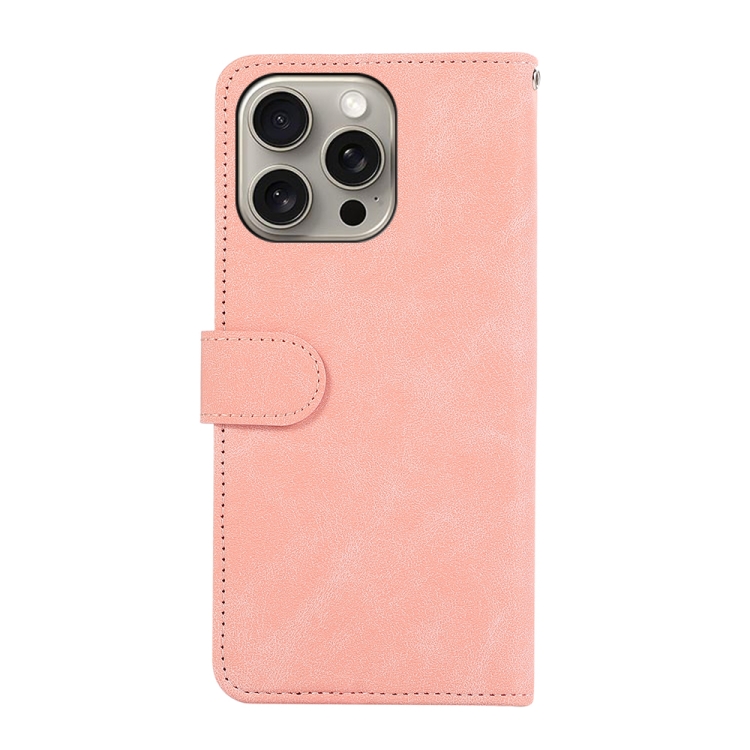 For iPhone 16 Pro ABEEL Color Block Magnetic RFID Leather Phone Case(Pink-Cyan) For iPhone 16 Pro ABEEL Color Block Magnetic RFID Leather Phone Case(Pink-Cyan)