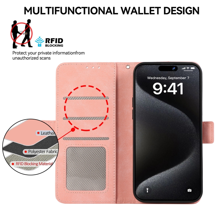 For Samsung Galaxy S23+ 5G ABEEL Frosted Magnetic RFID Leather Phone Case(Pink) For Samsung Galaxy S23+ 5G ABEEL Frosted Magnetic RFID Leather Phone Case(Pink)