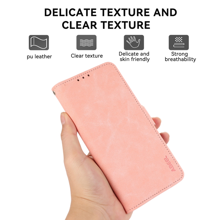 For Samsung Galaxy S23+ 5G ABEEL Frosted Magnetic RFID Leather Phone Case(Pink) For Samsung Galaxy S23+ 5G ABEEL Frosted Magnetic RFID Leather Phone Case(Pink)