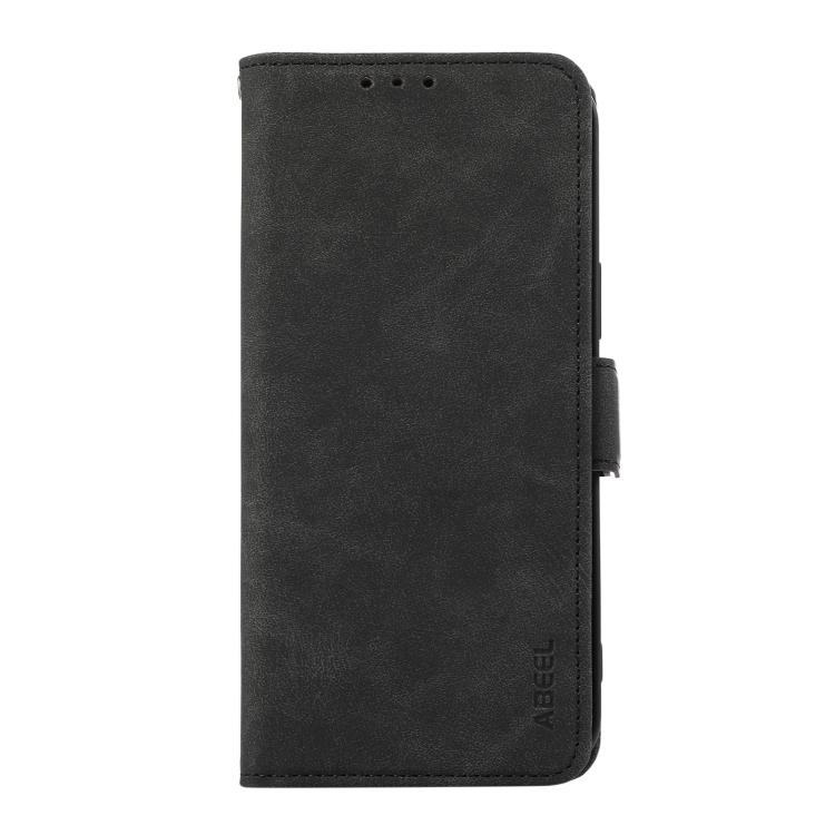 For Samsung Galaxy S23 Ultra 5G ABEEL Frosted Magnetic RFID Leather Phone Case(Black)