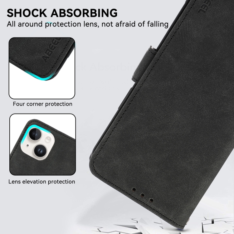 For Samsung Galaxy S23 Ultra 5G ABEEL Frosted Magnetic RFID Leather Phone Case(Black)