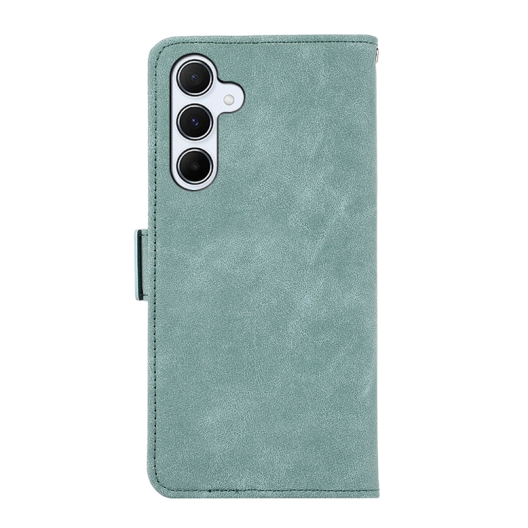 For Samsung Galaxy S24+ 5G ABEEL Frosted Magnetic RFID Leather Phone Case(Cyan)