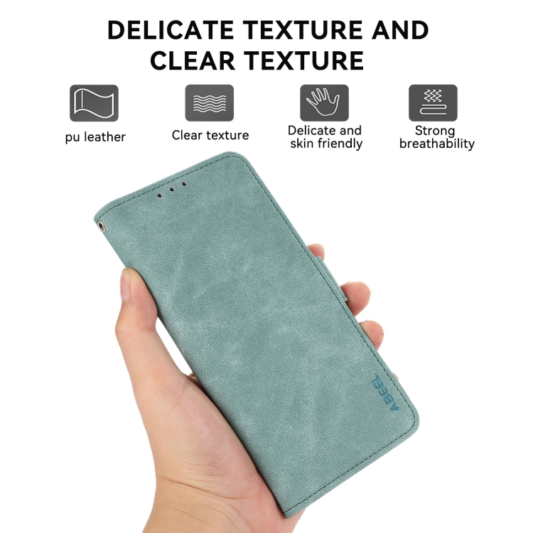For Samsung Galaxy S24+ 5G ABEEL Frosted Magnetic RFID Leather Phone Case(Cyan)