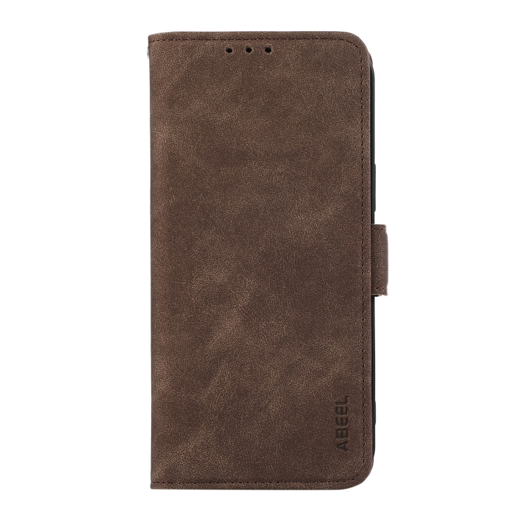 For Samsung Galaxy S24 Ultra 5G ABEEL Frosted Magnetic RFID Leather Phone Case(Brown)