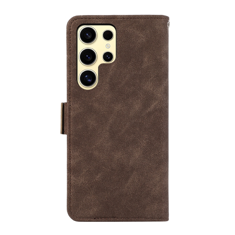 For Samsung Galaxy S24 Ultra 5G ABEEL Frosted Magnetic RFID Leather Phone Case(Brown)