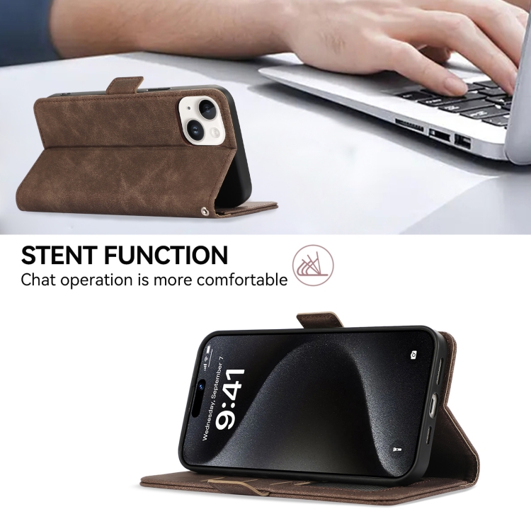 For Samsung Galaxy S24 Ultra 5G ABEEL Frosted Magnetic RFID Leather Phone Case(Brown)