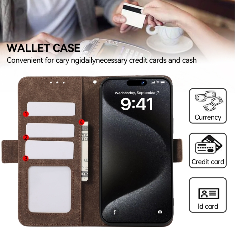 For Samsung Galaxy S24 Ultra 5G ABEEL Frosted Magnetic RFID Leather Phone Case(Brown)