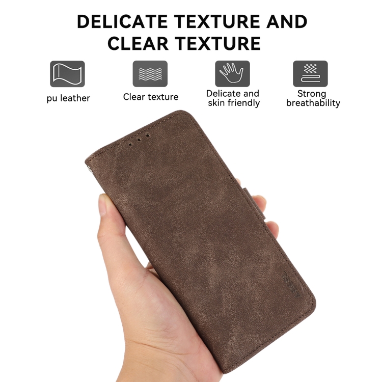 For Samsung Galaxy S24 Ultra 5G ABEEL Frosted Magnetic RFID Leather Phone Case(Brown)