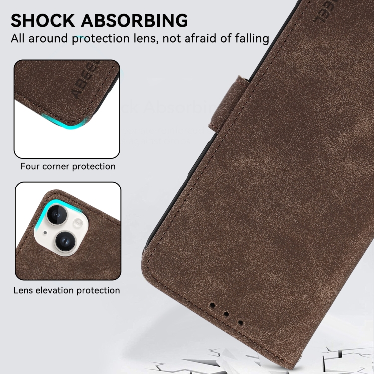 For Samsung Galaxy S24 Ultra 5G ABEEL Frosted Magnetic RFID Leather Phone Case(Brown)