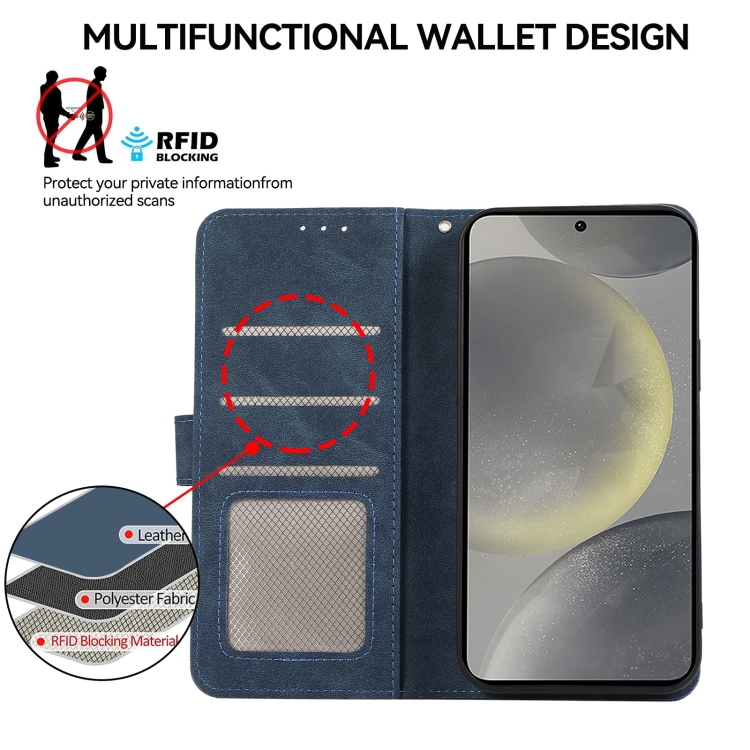 For Samsung Galaxy S24+ 5G ABEEL Color Block Magnetic RFID Leather Phone Case(Blue-Brown) For Samsung Galaxy S24+ 5G ABEEL Color Block Magnetic RFID Leather Phone Case(Blue-Brown)