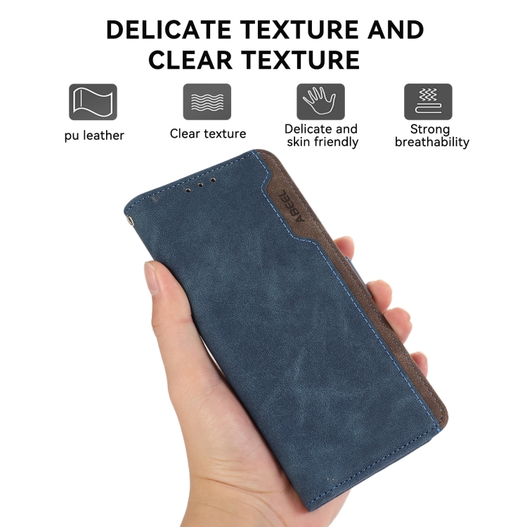 For Samsung Galaxy S24+ 5G ABEEL Color Block Magnetic RFID Leather Phone Case(Blue-Brown) For Samsung Galaxy S24+ 5G ABEEL Color Block Magnetic RFID Leather Phone Case(Blue-Brown)