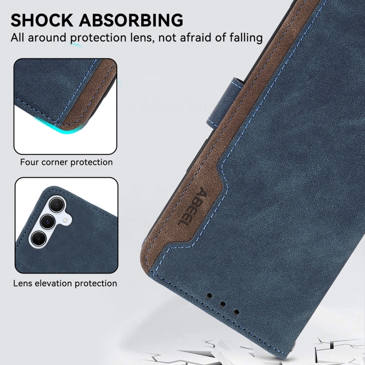 For Samsung Galaxy S24+ 5G ABEEL Color Block Magnetic RFID Leather Phone Case(Blue-Brown) For Samsung Galaxy S24+ 5G ABEEL Color Block Magnetic RFID Leather Phone Case(Blue-Brown)