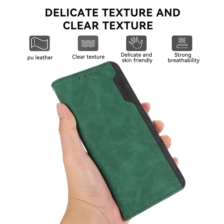 For Samsung Galaxy S23 Ultra 5G ABEEL Color Block Magnetic RFID Leather Phone Case(Green-Black) For Samsung Galaxy S23 Ultra 5G ABEEL Color Block Magnetic RFID Leather Phone Case(Green-Black)