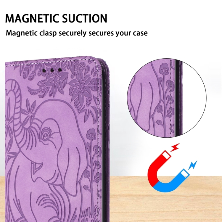 For iPhone 14 Plus Retro Elephant Embossed Leather Phone Case(Purple) For iPhone 14 Plus Retro Elephant Embossed Leather Phone Case(Purple)