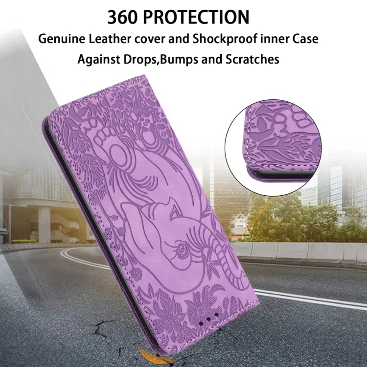 For iPhone 14 Plus Retro Elephant Embossed Leather Phone Case(Purple) For iPhone 14 Plus Retro Elephant Embossed Leather Phone Case(Purple)