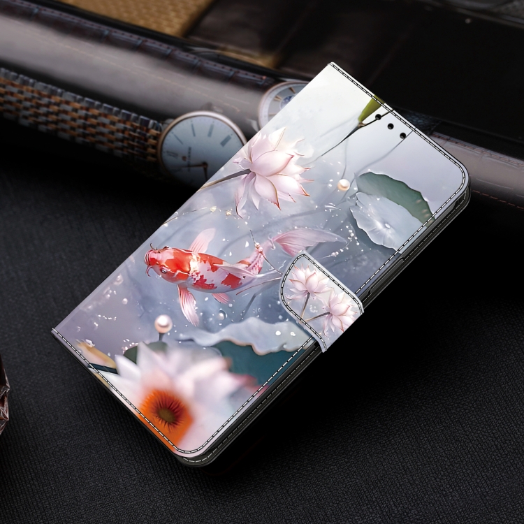 For iPhone 14 Plus/15 Plus Crystal Painted Leather Phone case(Koi)