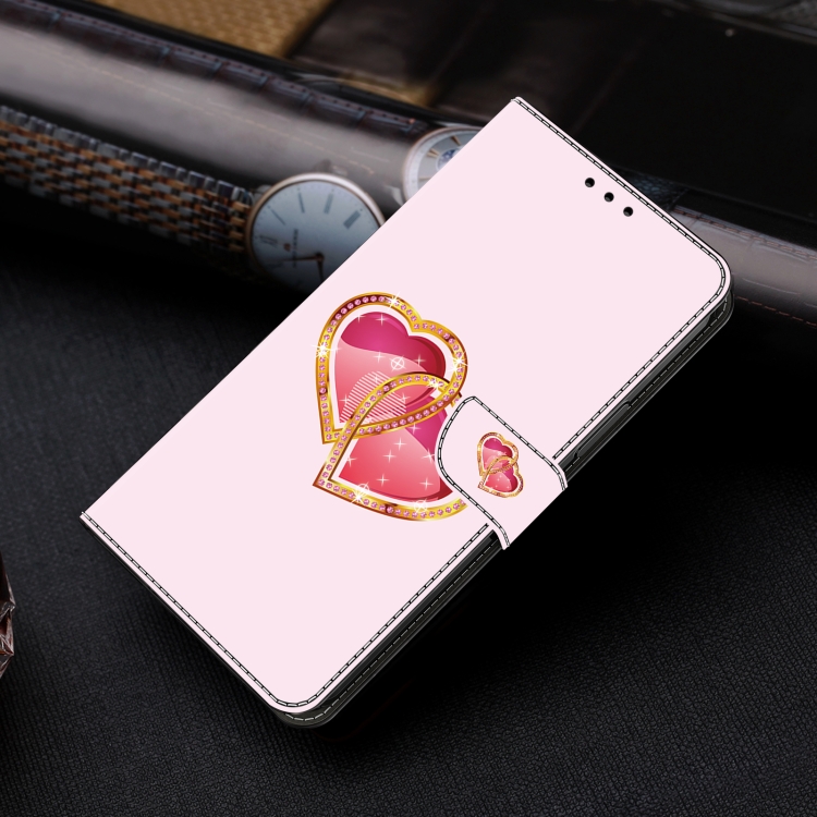 For iPhone 13/14 Crystal Painted Leather Phone case(Love Peach) - 1