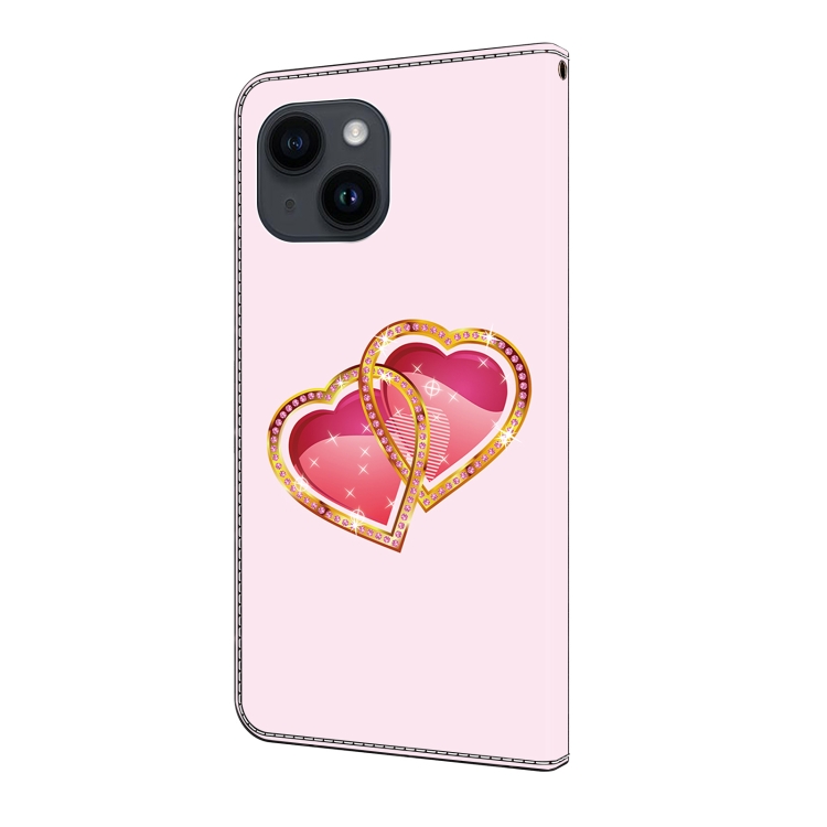 For iPhone 13/14 Crystal Painted Leather Phone case(Love Peach) - 2