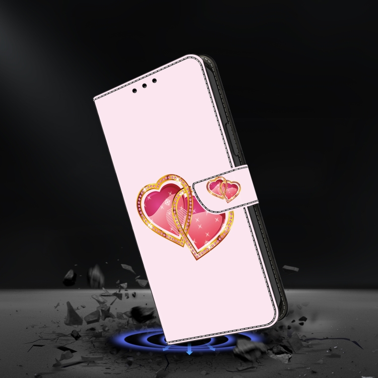 For iPhone 13/14 Crystal Painted Leather Phone case(Love Peach) - 3