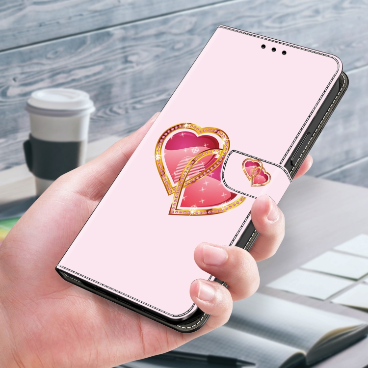 For iPhone 13/14 Crystal Painted Leather Phone case(Love Peach) - 4