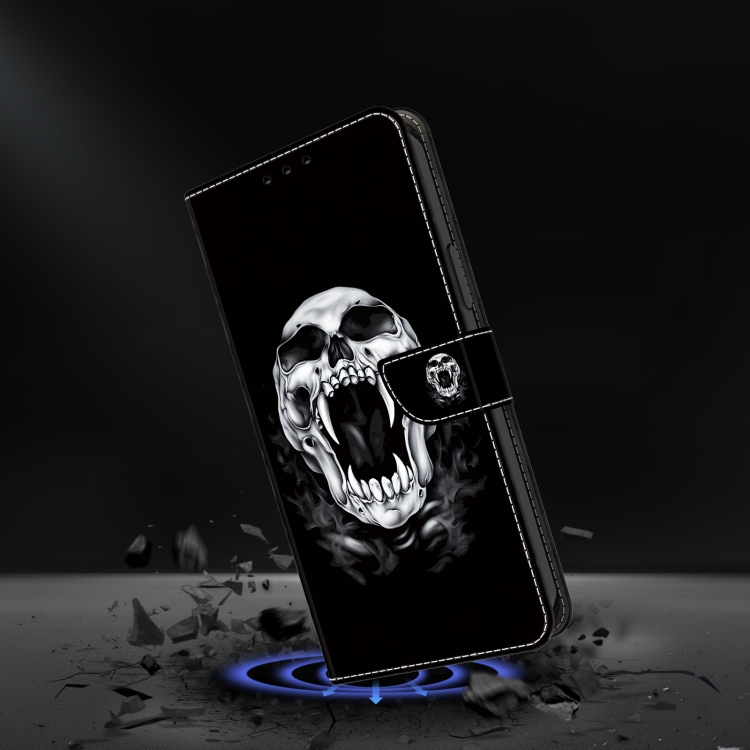 For iPhone 12 Pro Max/13 Pro Max Crystal Painted Leather Phone case(Skull)