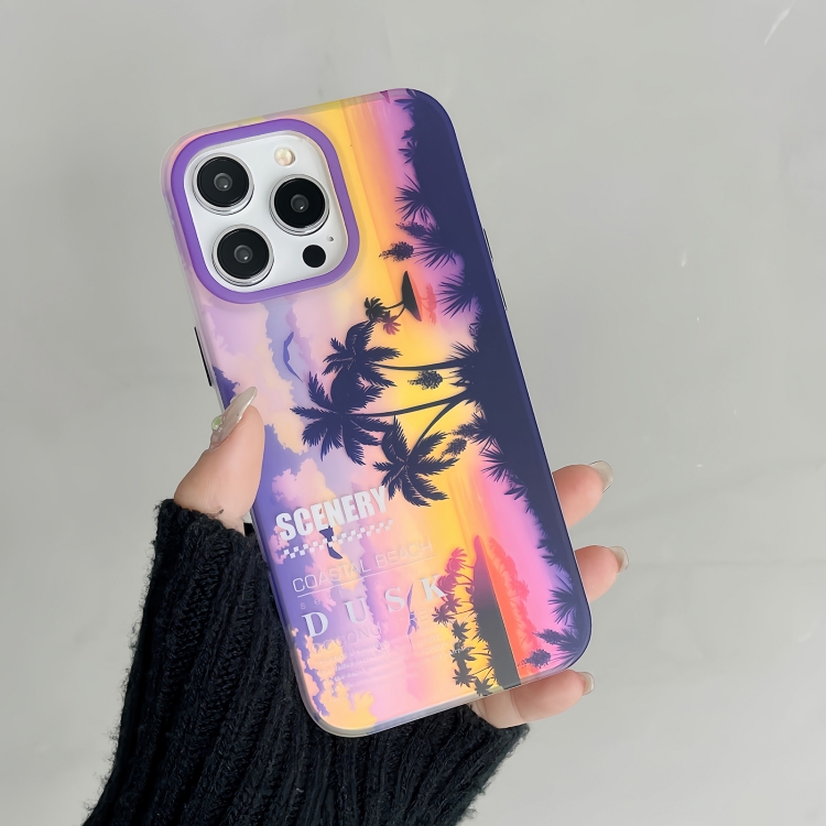 For iPhone 15 Coconut Dual-side Laminating Laser Frosted Phone Case(Purple) For iPhone 15 Coconut Dual-side Laminating Laser Frosted Phone Case(Purple)