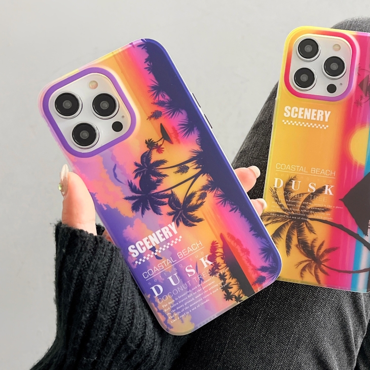 For iPhone 15 Coconut Dual-side Laminating Laser Frosted Phone Case(Purple) For iPhone 15 Coconut Dual-side Laminating Laser Frosted Phone Case(Purple)