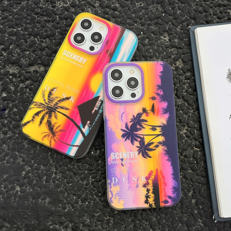 For iPhone 15 Coconut Dual-side Laminating Laser Frosted Phone Case(Purple) For iPhone 15 Coconut Dual-side Laminating Laser Frosted Phone Case(Purple)