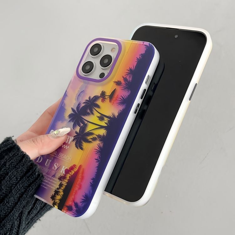 For iPhone 15 Coconut Dual-side Laminating Laser Frosted Phone Case(Purple) For iPhone 15 Coconut Dual-side Laminating Laser Frosted Phone Case(Purple)