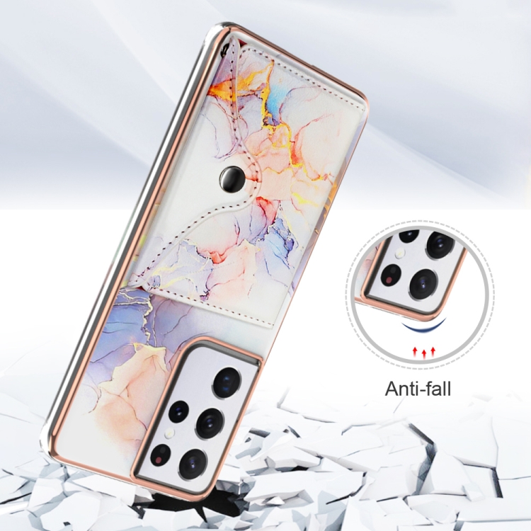 For Samsung Galaxy S21 Ultra 5G Marble Pattern IMD Card Slot Phone Case(Galaxy Marble White) For Samsung Galaxy S21 Ultra 5G Marble Pattern IMD Card Slot Phone Case(Galaxy Marble White)