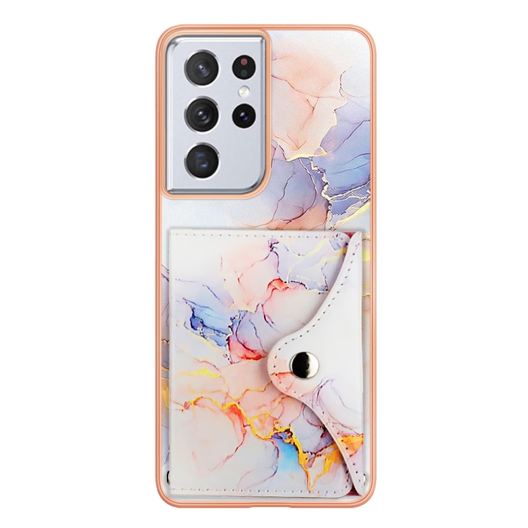 For Samsung Galaxy S21 Ultra 5G Marble Pattern IMD Card Slot Phone Case(Galaxy Marble White) For Samsung Galaxy S21 Ultra 5G Marble Pattern IMD Card Slot Phone Case(Galaxy Marble White)