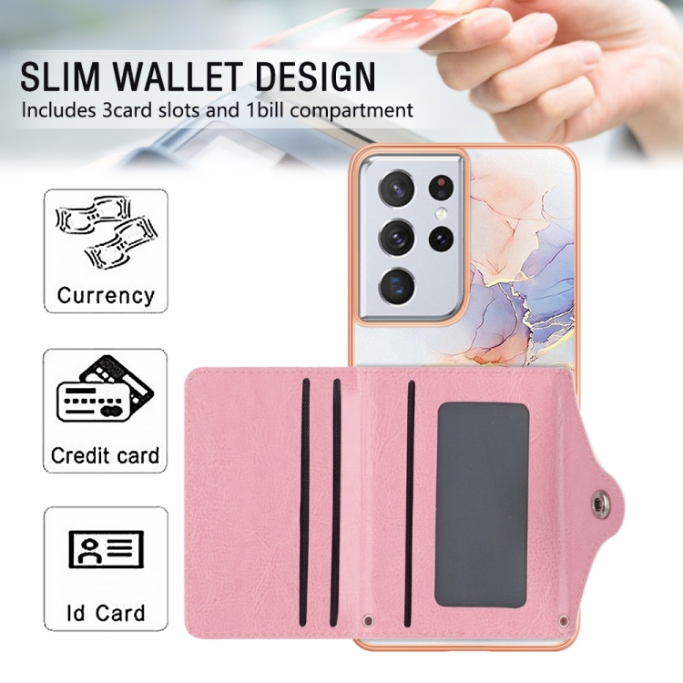 For Samsung Galaxy S21 Ultra 5G Marble Pattern IMD Card Slot Phone Case(Galaxy Marble White) For Samsung Galaxy S21 Ultra 5G Marble Pattern IMD Card Slot Phone Case(Galaxy Marble White)