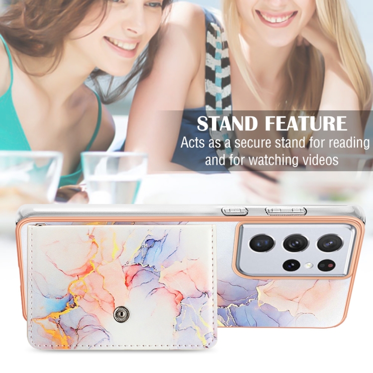 For Samsung Galaxy S21 Ultra 5G Marble Pattern IMD Card Slot Phone Case(Galaxy Marble White) For Samsung Galaxy S21 Ultra 5G Marble Pattern IMD Card Slot Phone Case(Galaxy Marble White)
