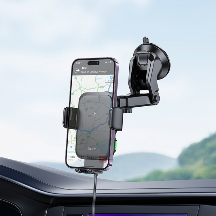 hoco HW11 Jenny Three-axis Linkage Wireless Fast Charging Car Center Console Holder(Black) hoco HW11 Jenny Three-axis Linkage Wireless Fast Charging Car Center Console Holder(Black)