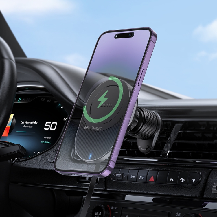 hoco HW12 Guardian Magnetic Wireless Fast Charging Car Air Outlet Holder(Black Grey) hoco HW12 Guardian Magnetic Wireless Fast Charging Car Air Outlet Holder(Black Grey)