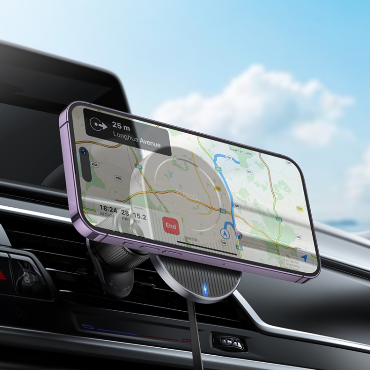 hoco HW12 Guardian Magnetic Wireless Fast Charging Car Air Outlet Holder(Black Grey) hoco HW12 Guardian Magnetic Wireless Fast Charging Car Air Outlet Holder(Black Grey)