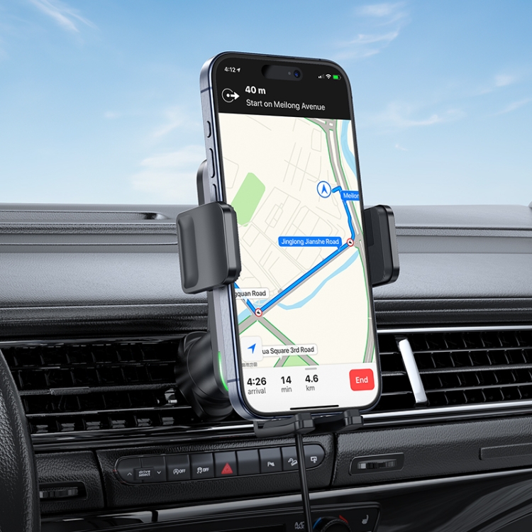 hoco HW13 Speed Wireless Fast Charging Car Air Outlet Holder(Metal Black) hoco HW13 Speed Wireless Fast Charging Car Air Outlet Holder(Metal Black)