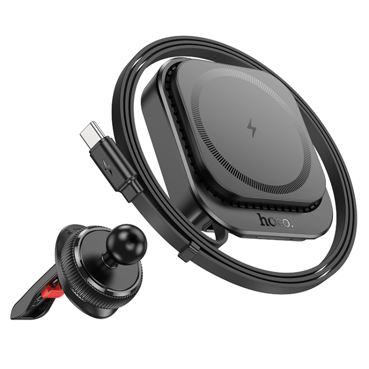 hoco HW23 Might Retractable Magnetic Wireless Fast Charging Car Air Outlet Holder(Black) hoco HW23 Might Retractable Magnetic Wireless Fast Charging Car Air Outlet Holder(Black)