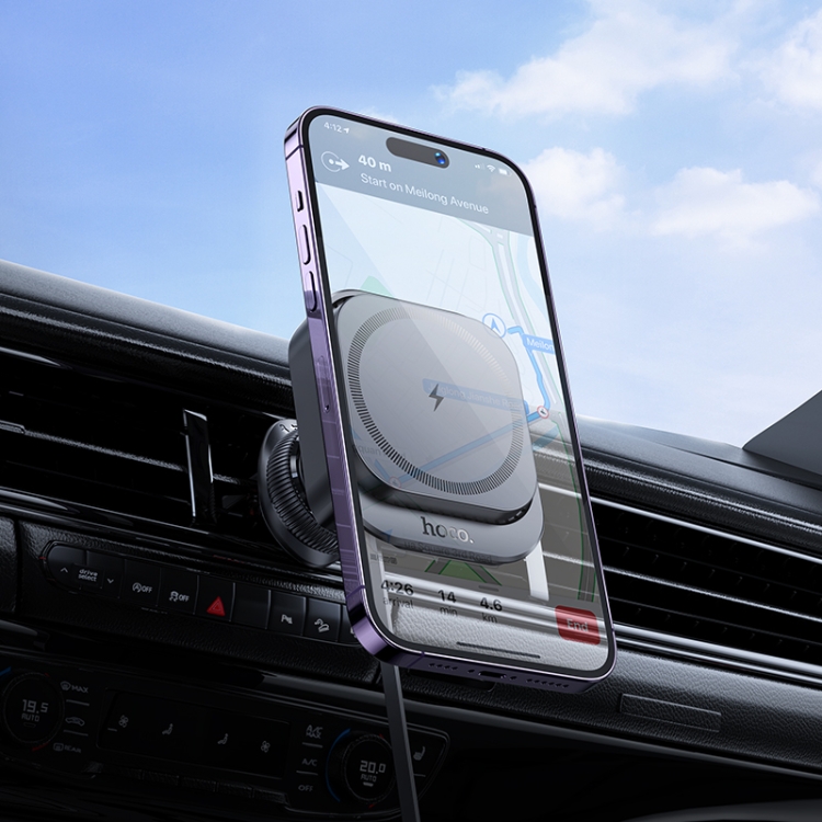 hoco HW23 Might Retractable Magnetic Wireless Fast Charging Car Air Outlet Holder(Black) hoco HW23 Might Retractable Magnetic Wireless Fast Charging Car Air Outlet Holder(Black)