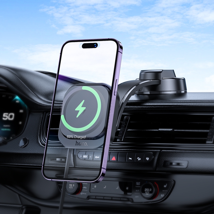 hoco HW24 Might Retractable Magnetic Wireless Fast Charging Car Center Console Holder(Black) hoco HW24 Might Retractable Magnetic Wireless Fast Charging Car Center Console Holder(Black)