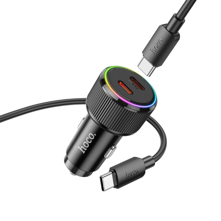 hoco NZ14B Guerrero PD50W Dual Type-C Car Charger with Type-C to Type-C Cable(Black) hoco NZ14B Guerrero PD50W Dual Type-C Car Charger with Type-C to Type-C Cable(Black)