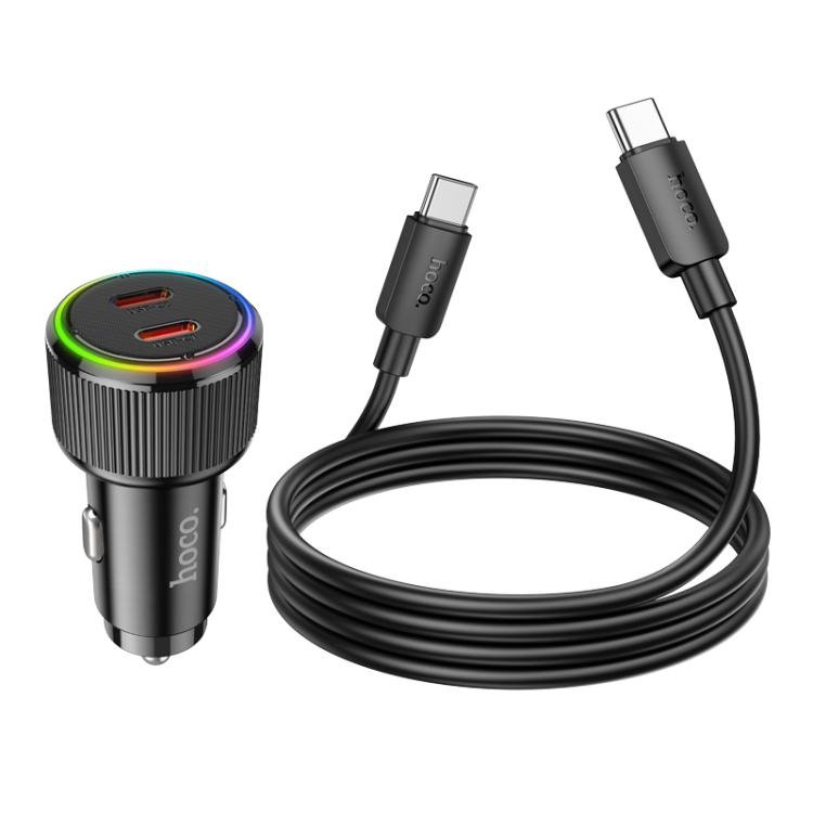 hoco NZ14B Guerrero PD50W Dual Type-C Car Charger with Type-C to Type-C Cable(Black) hoco NZ14B Guerrero PD50W Dual Type-C Car Charger with Type-C to Type-C Cable(Black)