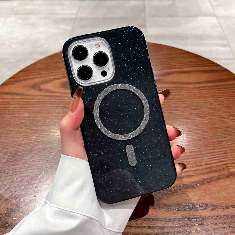 For iPhone 15 Plus Glitter MagSafe Magnetic TPU Phone Case(Black) For iPhone 15 Plus Glitter MagSafe Magnetic TPU Phone Case(Black)