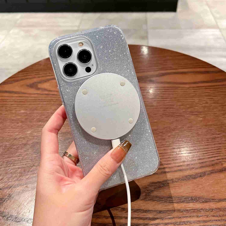 For iPhone 15 Plus Glitter MagSafe Magnetic TPU Phone Case(Black) For iPhone 15 Plus Glitter MagSafe Magnetic TPU Phone Case(Black)
