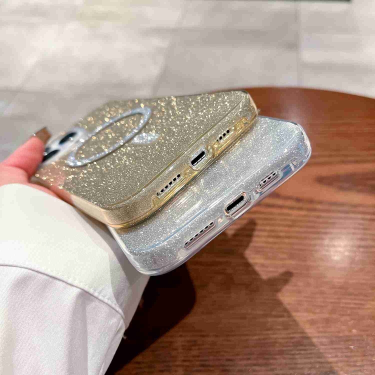 For iPhone 15 Plus Glitter MagSafe Magnetic TPU Phone Case(Black) For iPhone 15 Plus Glitter MagSafe Magnetic TPU Phone Case(Black)