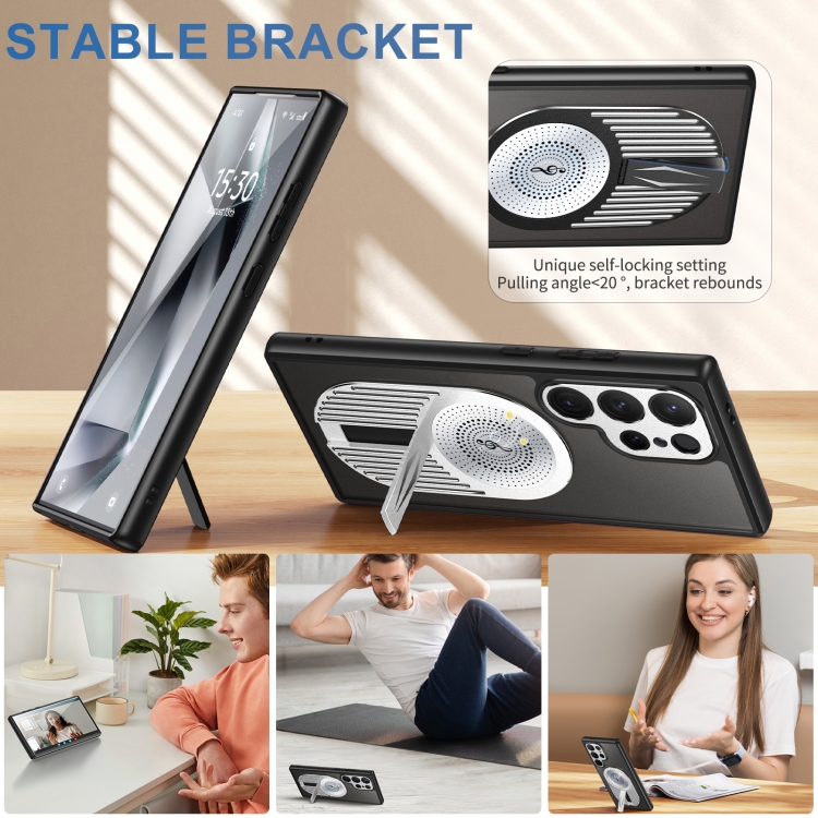 For Samsung Galaxy S24 Ultra 5G Heat Dissipation Aromatherapy MagSafe Holder Phone Case(Silver) For Samsung Galaxy S24 Ultra 5G Heat Dissipation Aromatherapy MagSafe Holder Phone Case(Silver)