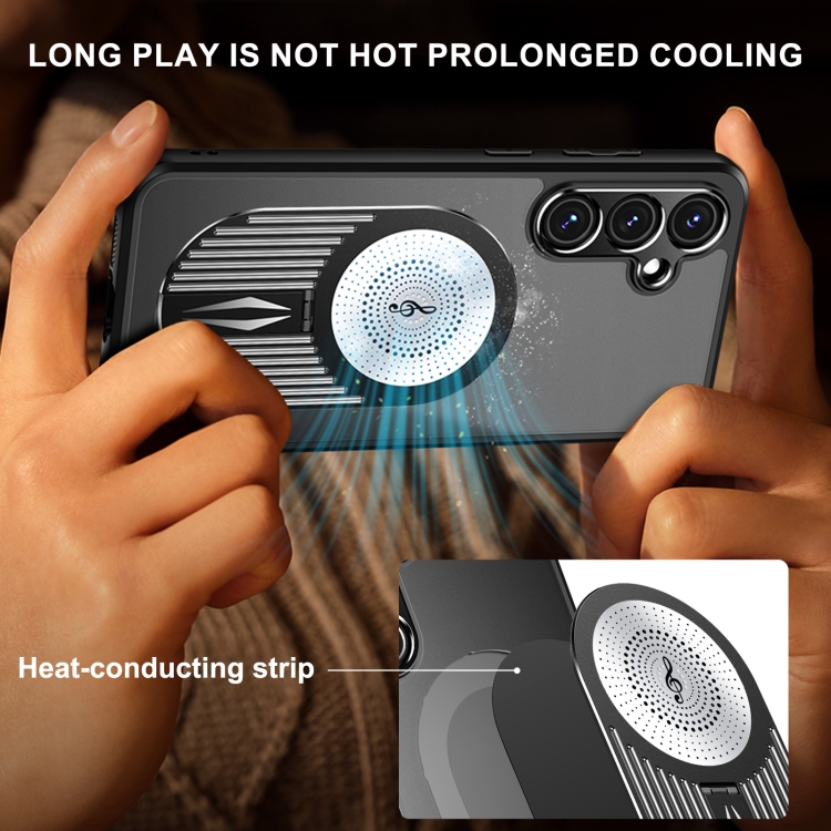 For Samsung Galaxy S23 FE 5G Heat Dissipation Aromatherapy MagSafe Holder Phone Case(Black)